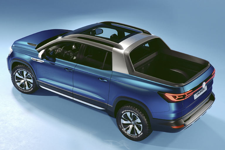 VW zeigt in Brasilien den Tarok Concept. Es handelt sich um einen Pickup der Fnf-Meter-Klasse, der anders als der etwa 20 Zentimeter lngere Amarok auf dem MQB-Baukasten basiert