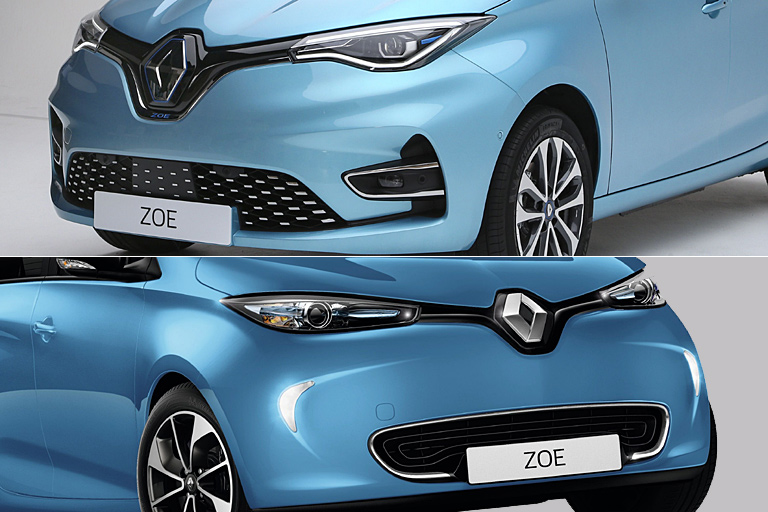 Die bisherige Zoe-Version (unten) ist besser fotografiert, die neue (oben) das insgesamt schnere Auto