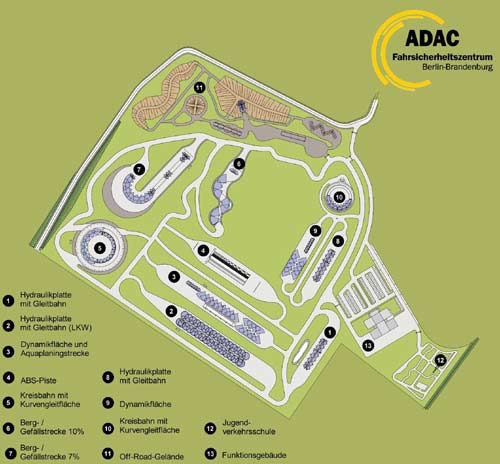 ADAC-Fahrsicherheitszentrum Linthe bei Berlin: Diverse Module auf einer Flche von fast 30 Fuballfeldern