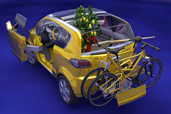 Die Idee hatte Opel bereits Anfang 2004 in der hchst pfiffigen Kleinstwagen-Studie TRIXX gezeigt