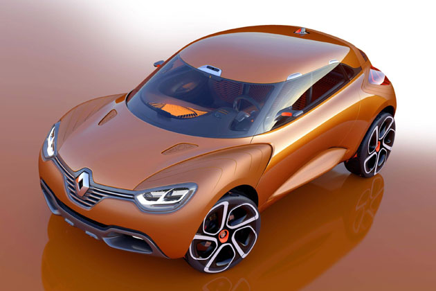 Captur heit die neueste Studie von Renault, die einen Ausblick auf das knftige Markendesign geben soll. Es handelt sich um einen frontgetriebenen, dreitrigen 2+2-Sitzer im SUV-Look
