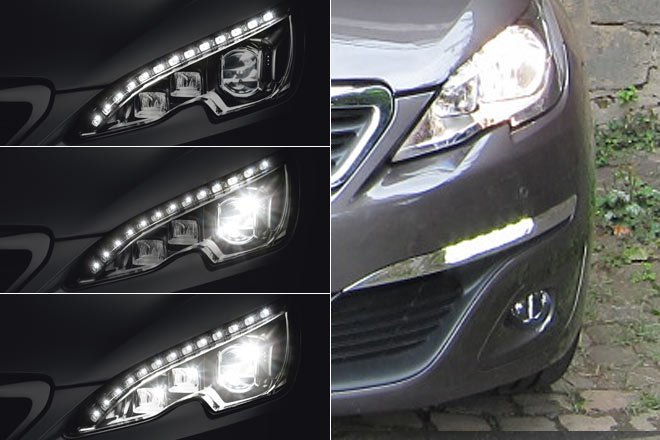 Vorne gibt es im Topmodell serienmig Voll-LED-Scheinwerfer mit konventionellem Blinker in der Frontschrze, ansonsten Halogenlicht mit integriertem Blinker und LED-Tagfahrlicht in der Frontschrze. Xenon gibt's nicht