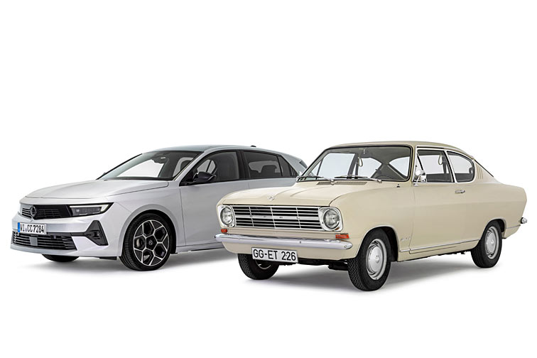 Opel Astra 2025 und Opel Kadett 1965