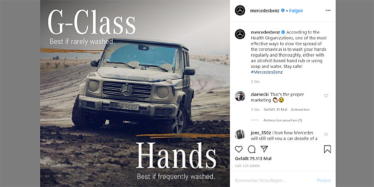 Mercedes spielt Covid-19-Content in Social Media aus