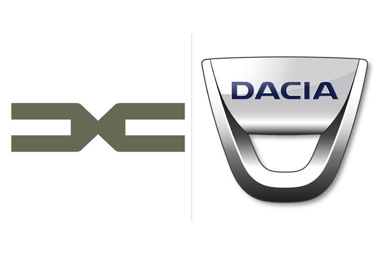 Zwischen dem neuen und dem bisherigen Dacia-Logo liegen Welten