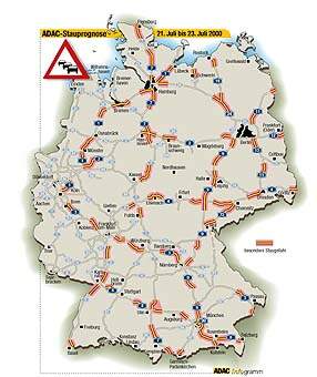 ADAC-Verkehrsprognose für das Wochenende 21.-23.07.2000