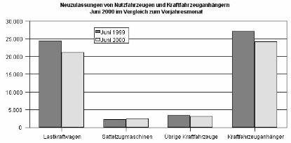 Neuzulassungen Juni 2000 im Vergleich zum Vorjahresmonat