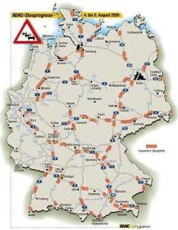 ADAC-Verkehrsprognose für das Wochenende 04.-06.08.2000; Infogramm: ADAC