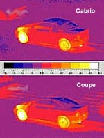 Color-Thermogramm: Kaum sichtbare Unterschiede zwischen Cabrio (oben) und Coup | Bild: Opel AG