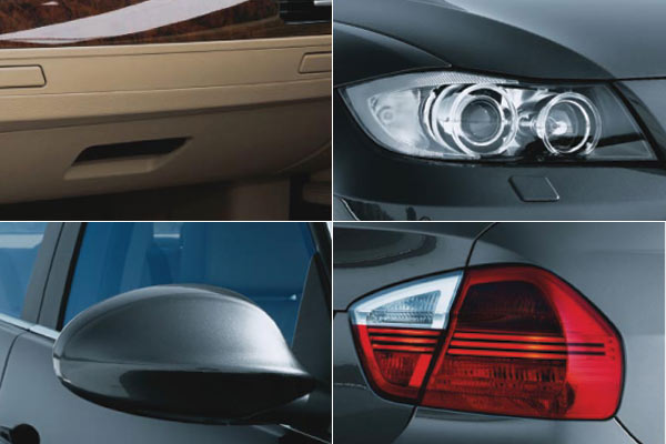 ber dem Handschuhfach gibt es zwei Cupholder. Die Scheinwerfer erinnern an den Einser, die Auenspiegel sind aufwndig modelliert. Zweistufiges Bremslicht ist natrlich auch im neuen Dreier Serie