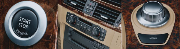 Details: Starterknopf (Serie), Klimaanlagen-Bedieneinheit, iDrive-Controller