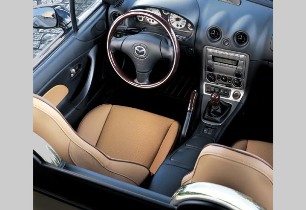 Das Interieur ist mit Leder und Holz aufgewertet