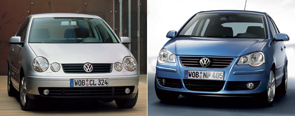 Bisherige und neue Front im Vergleich. Obwohl bereits vor zwei Wochen etliche Bilder des ungetarnten Polo im Internet zu sehen waren, hat VW bisher keine weiteren Bilder freigegeben