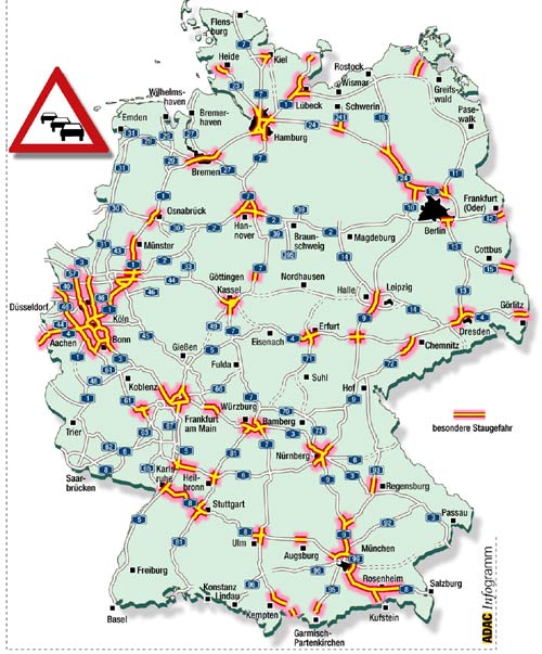 Die Karte zeigt die prognostizierten Staubereiche am Wochenende 08.-10.07.2005
