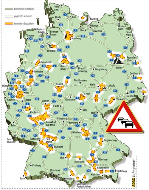 Die Karte zeigt die prognostizierten Staubereiche am Wochenende 22.-24.07.2005