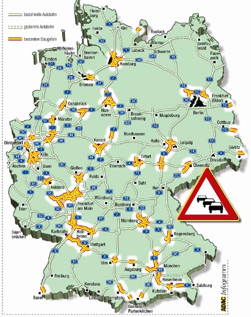 Die Karte zeigt die prognostizierten Staubereiche am Wochenende 29.-31.07.2005