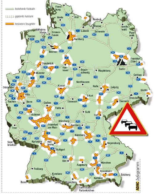 Die Karte zeigt die prognostizierten Staubereiche am Wochenende 05.-07.08.2005