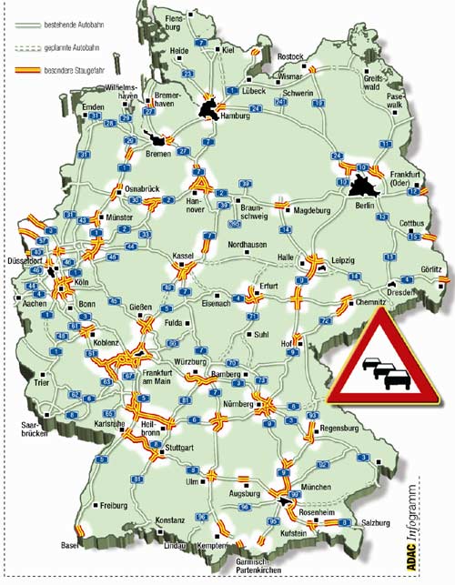 Die Karte zeigt die prognostizierten Staubereiche am Wochenende 12.-14.08.2005