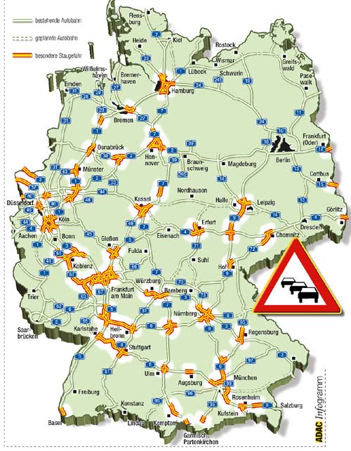 Die Karte zeigt die prognostizierten Staubereiche am Wochenende 19.-21.08.2005