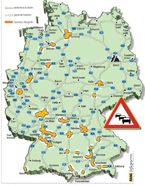 Die Karte zeigt die prognostizierten Staubereiche am Wochenende 09.-11.09.2005