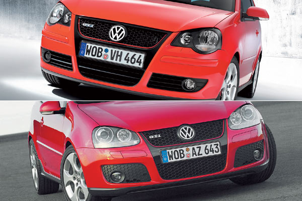 Zum Vergleich: Polo GTI und Golf GTI im hnlichen Front-Look