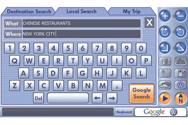 Die klassische Tastatur kommt ins Auto: Bedient wird das System ber einen Touch-Screen