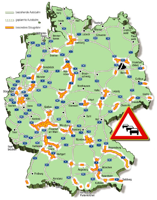 Die Karte zeigt die prognostizierten Staubereiche am Wochenende 13.-17.04.2006