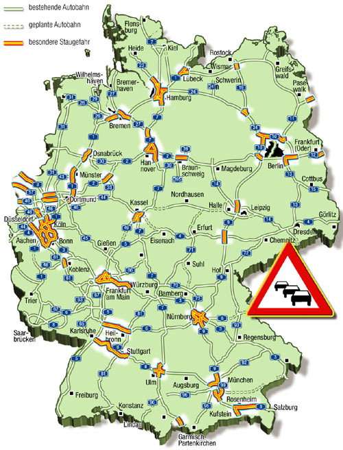 Die Karte zeigt die prognostizierten Staubereiche am Wochenende 07.-09.07.2006