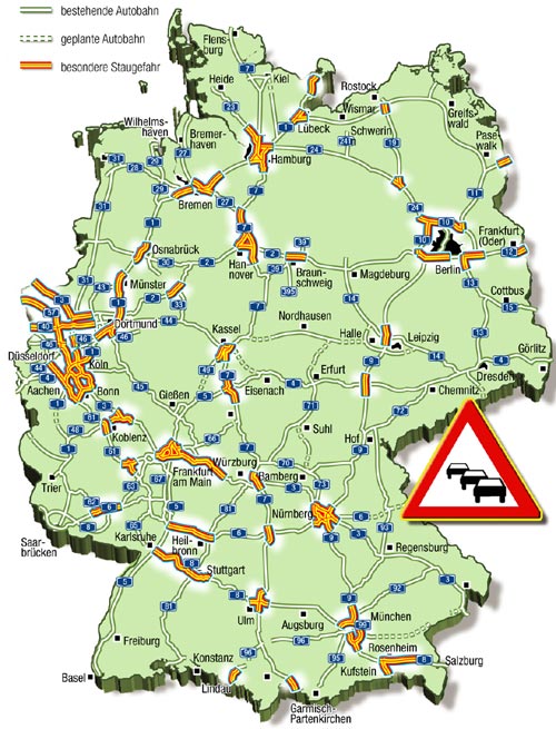 Die Karte zeigt die prognostizierten Staubereiche am Wochenende 14.-16.07.2006