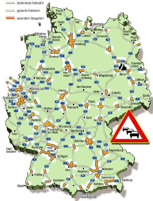 Die Karte zeigt die prognostizierten Staubereiche am Wochenende 11.-13.08.2006