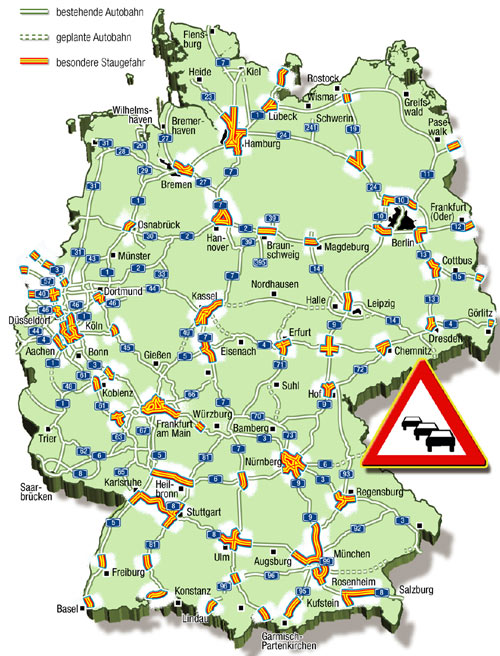 Die Karte zeigt die prognostizierten Staubereiche am Wochenende 18.-20.08.2006