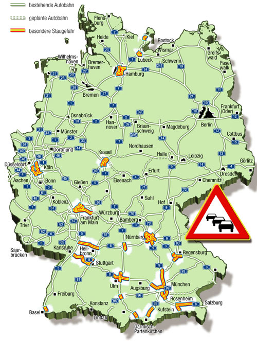 Die Karte zeigt die prognostizierten Staubereiche am Wochenende 08.-10.09.2006