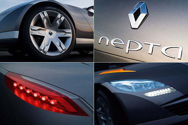 Nepta-Details: 23 Zoll große Räder mit pannensichereren Reifen, Schriftzug am Heck. Alle Leuchten verfügen über LED-Technik, auch für Abblend-, Tagfahr-, Kurven- und Fernlicht