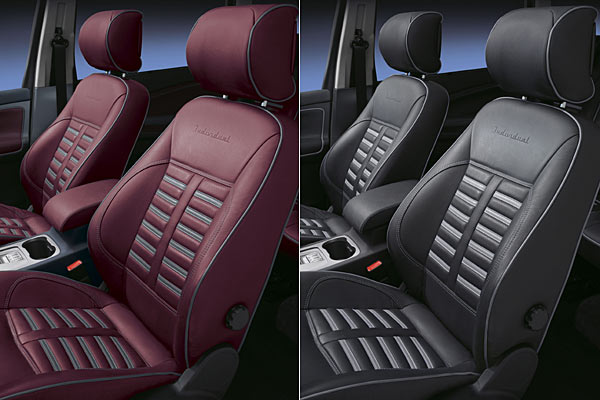 Die auffllig gestalteten Ledersitze mit Prgung sind in fnf verschiedenen Farbkombinationen erhltlich