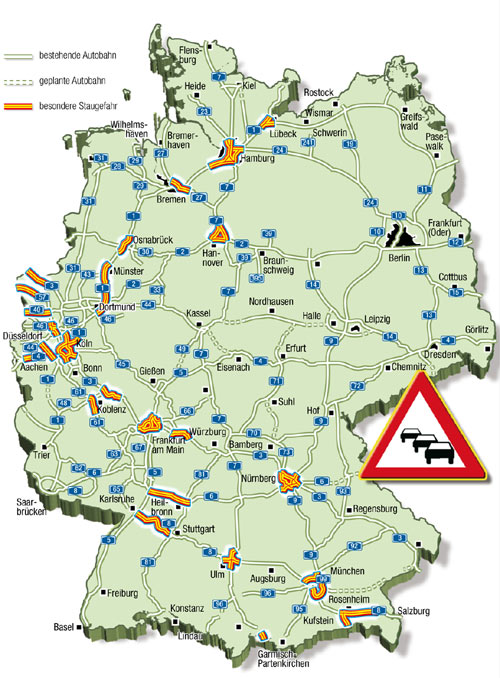 Die Karte zeigt die prognostizierten Staubereiche am Wochenende 22.-24.06.2007