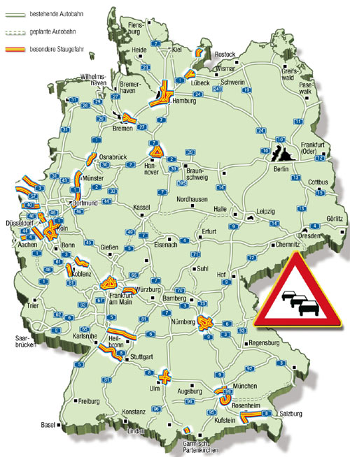 Die Karte zeigt die prognostizierten Staubereiche am Wochenende 29.06.-01.07.2007