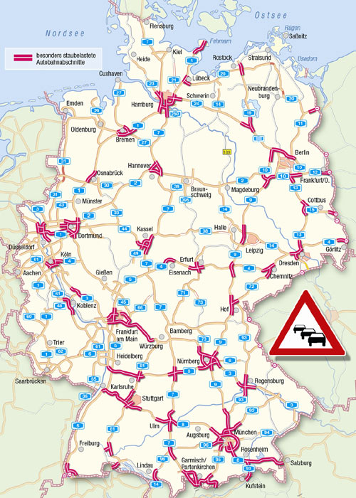 Die Karte zeigt die prognostizierten Staubereiche am Wochenende 24.-26.08.2007