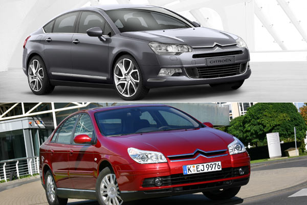 Der direkte Vergleich zeigt: Der auslaufende, 2004 aufgefrischte C5 wirkt mehr als altbacken