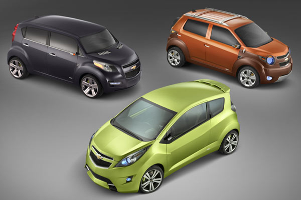 Diese drei Minicar-Studien hatte Chevrolet im April 2007 zur Abstimmung gestellt