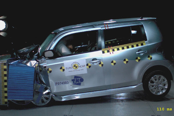 Schlechtester im aktuellen EuroNCAP-Crashtest ist der Daihatsu Materia mit einem Gesamtergebnis von vier Sternen. Insbesondere beim Frontcrash besteht Nachholbedarf