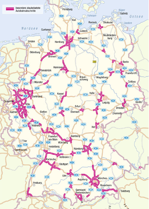 Die Karte zeigt die prognostizierten Staubereiche am Wochenende 14.-16.03.2008