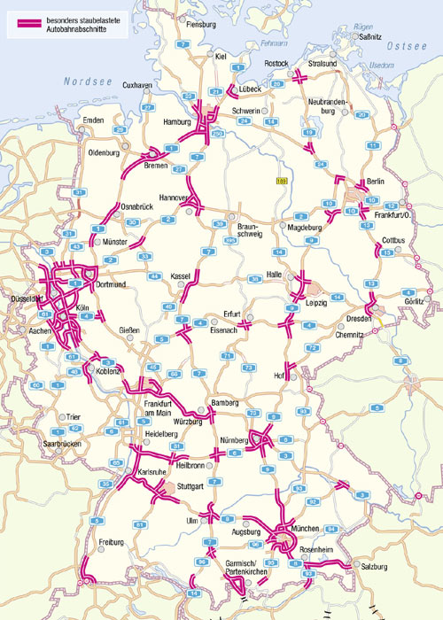 Die Karte zeigt die prognostizierten Staubereiche am Oster-Wochenende 2008