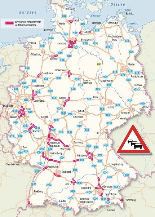 Die Karte zeigt die prognostizierten Staubereiche am Wochenende 20.-22.06.2008