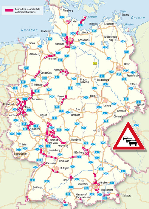 Die Karte zeigt die prognostizierten Staubereiche am Wochenende 04.-06.07.2008