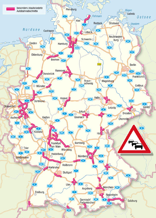 Die Karte zeigt die prognostizierten Staubereiche am Wochenende 11.-13.07.2008