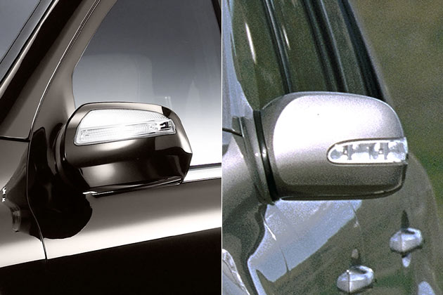 Das neue Spiegeldesign kommt bereits seit Sommer 2008 zum Einsatz, auch wenn Mercedes im Web und in der Preisliste zum Teil noch immer das alte (rechts) zeigt