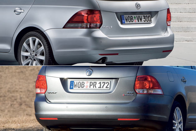 ... lackiert und das Aupuffendrohr bei vielen Motorisierungen sichtbar. Die Leuchten sind im Blinker-Bereich dunkler eingefrbt, mssen aber nach wie vor mit einer einzigen Rckfahrleuchte auskommen