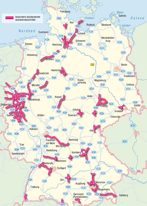 Die Karte zeigt die prognostizierten Staubereiche am Wochenende 03.-05.07.2009