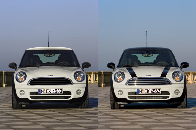 Auch hier hat BMW den Cooper D (rechts) zum One D retuschiert
