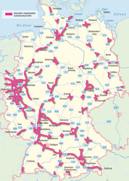 Die Karte zeigt die prognostizierten Staubereiche am Wochenende 31.07.-02.08.2009